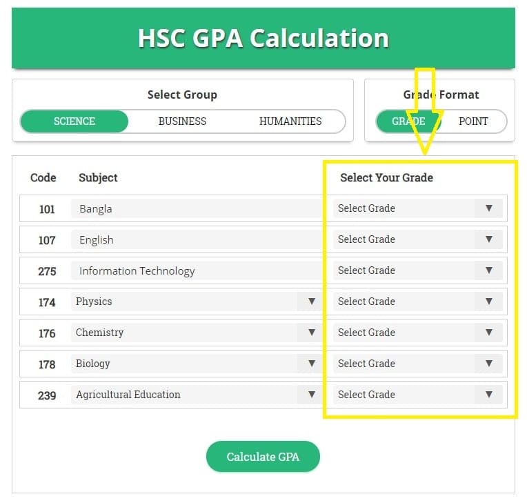 HSC GPA Calculator and Grading System